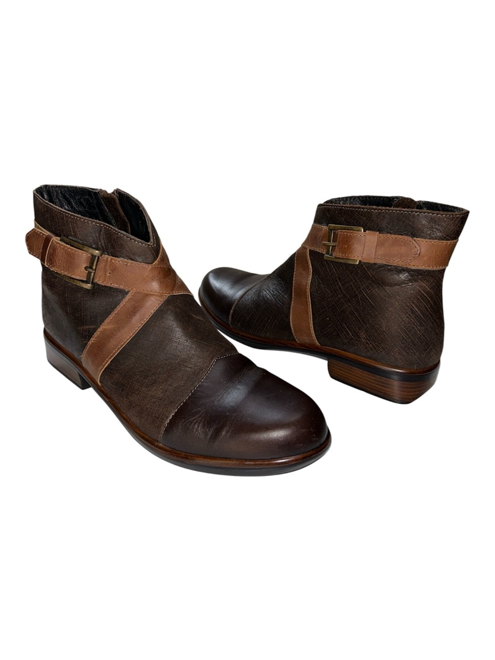 Naot Boreas Dark Brown and Tan Leather Ankle Boots.โ EU Size 38